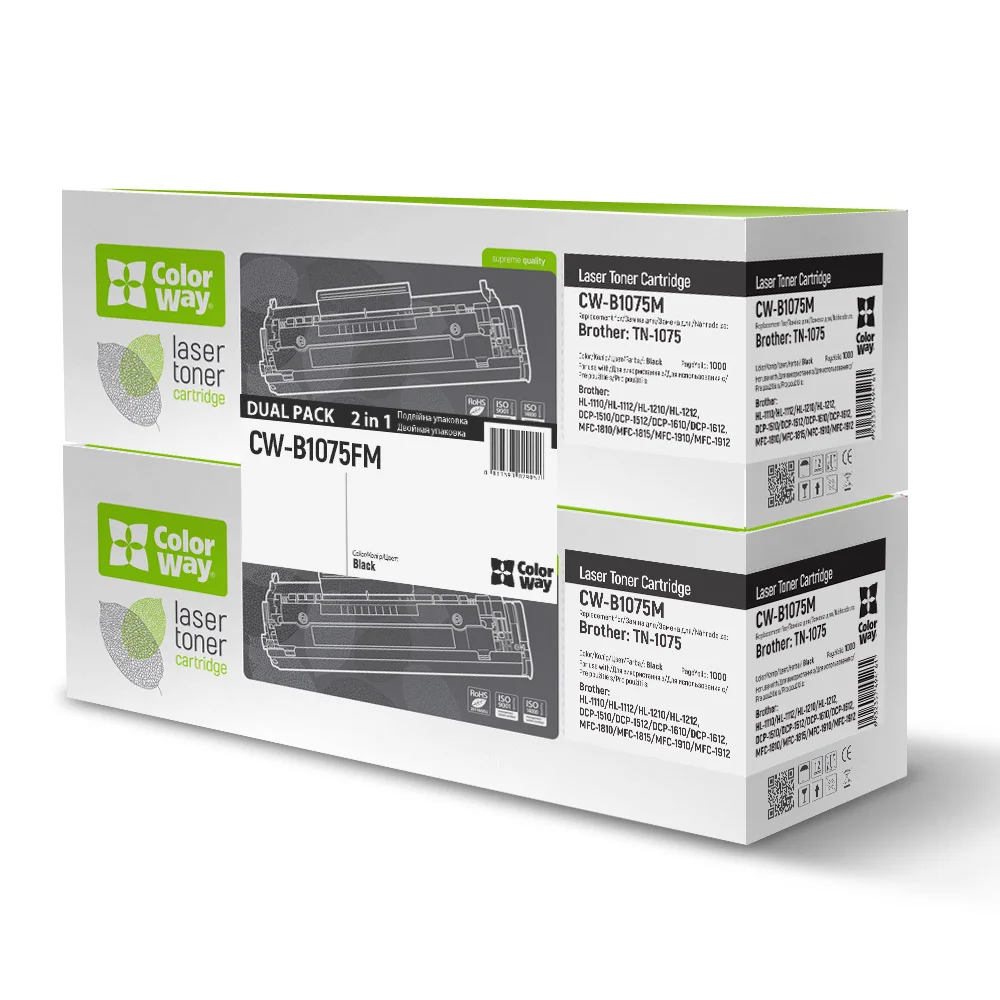 Toner cartridge ColorWay for Brother: TN-1075 Bk DUAL PACK (CW-B1075FM)