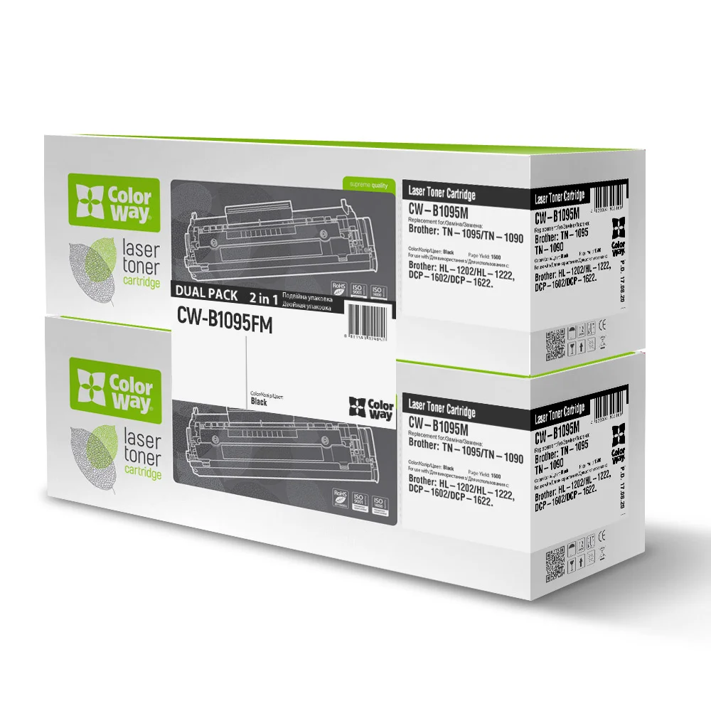 Toner cartridge ColorWay for Brother: TN-1095 Bk DUAL PACK (CW-B1095FM)