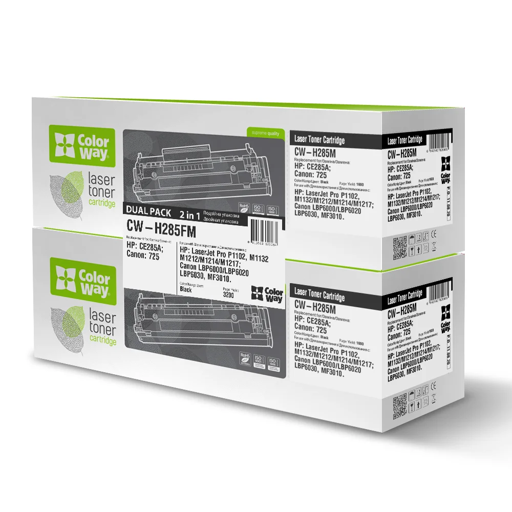 Toner cartridge ColorWay for HP: CE285A Dual Pack; Canon: 725 (CW-H285FM)