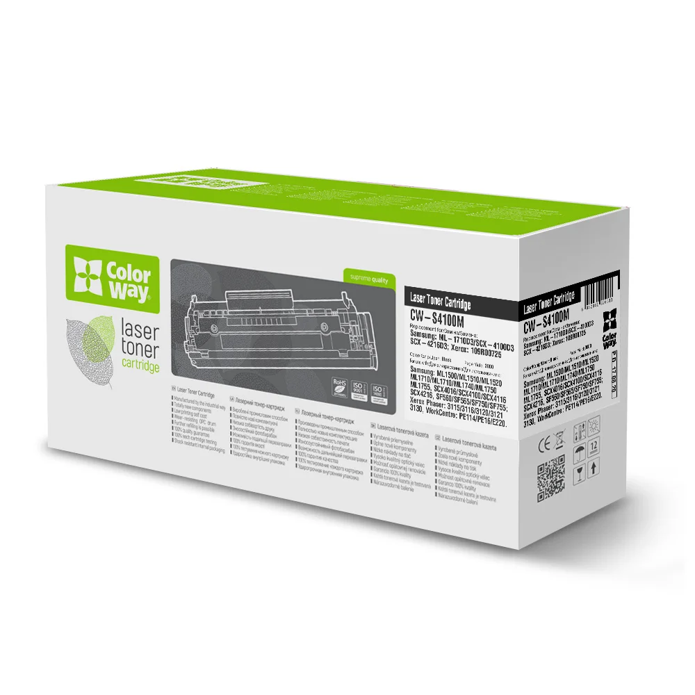 Toner cartridge ColorWay for Samsung: ML-1710D3/SCX-4100D3/SCX-4216D; Xerox: 013R00607 (CW-S4100M)