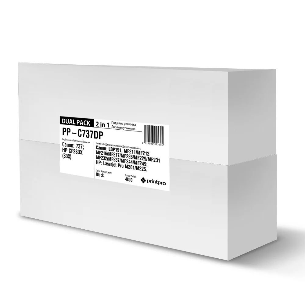 Toner cartridge PrintPro for Canon: 737 Dual Pack; HP: CF283X (PP-C737DP)
