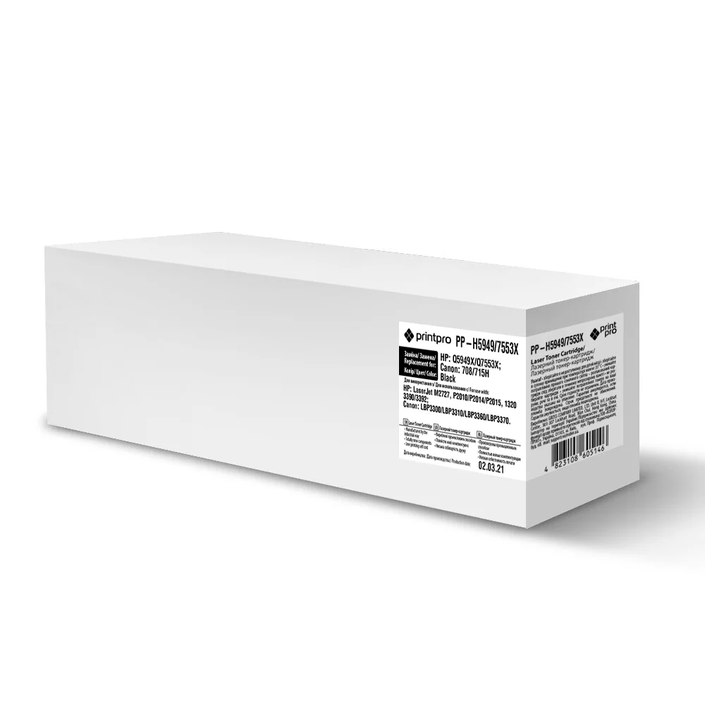 Картридж лазерний PrintPro для HP: Q5949A/Q7553A; Canon: 708H/715H (PP-H5949/7553X)